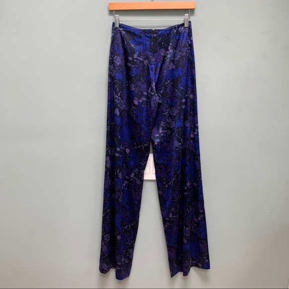 Elie Tahari Silk Wide Leg Navy Floral Pants 0 - Picture 6 of 14